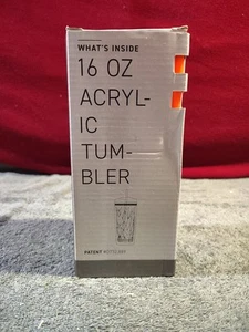 Orange Double Wall Acrylic Tumbler with Screw top and straw - Picture 1 of 6