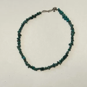 Sterling 925 Native American Turquoise Nugget Choker Necklace 15" Southwestern - Picture 1 of 3