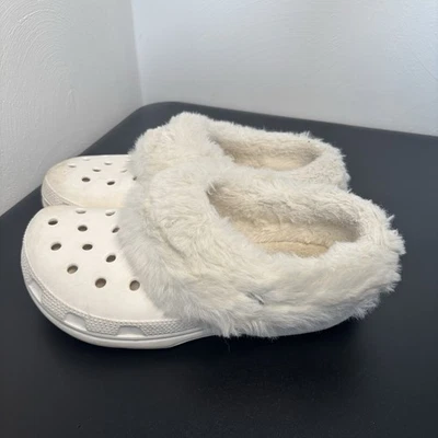 Crocs Classic Wholly Mammoth Clogs White Women Size 11 Fluffy Cozy Comfort Shoes - Image 1 of 4