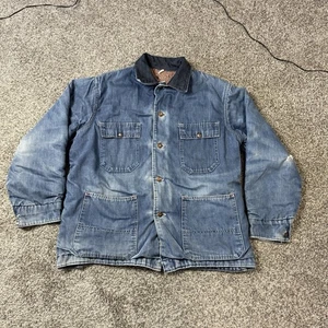 VTG Big Mac Penney's Chore Jacket Mens Blanket Lined Distressed Denim - Picture 1 of 8