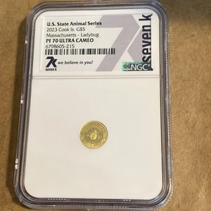 Animali Isola di Cook 2023 $5 MA Lady Bug. 5 grammi .999 oro NGC PF 70 UC - Foto 1 di 4