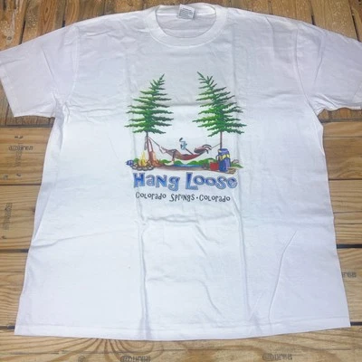 Camiseta Duck Co 2005 colgante suelta Colorado Springs XL blanca camping oso gráfico Foto 1 de 4