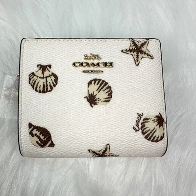 Coach Snap Wallet With Shell Print In Canvas/Gold/Chalk CBO73 NWT - Image 1 of 4