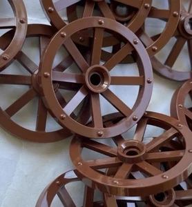 Lego 12 Pieces Reddish Brown Large Wagon Wheels 34mm (33mm Part #4489) - Picture 1 of 1