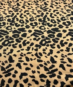 2 Metres Brown Black Leopard Print Viscose Elastane Fabric Stretch Jersey - Picture 1 of 8