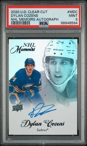 2020-21 Clear Cut NHL Memoirs Auto Card #M-DC Dylan Cozens - Sabres Rookie PSA 9 - Picture 1 of 2