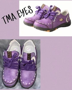 TMA EYES Purple Leather Sneakers/Oxfords, Black Rubber Soled-Lace Up-US 8.5 - Picture 1 of 5