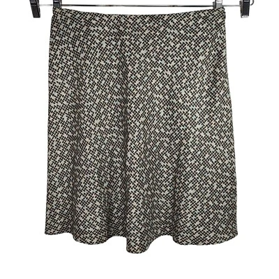 Charter Club Tan Black Blue Silk A-line Skirt Women Size 12P Lined Career Work  - Image 1 of 4