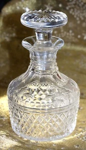 MINIATURE ANTIQUE CUT GLASS DECANTER WITH ORIGINAL STOPPER only 13.5cm high - Picture 1 of 15