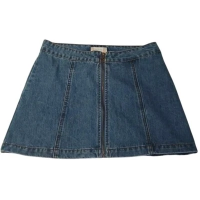 Altar'd State Denim Mini Skirt S Front Zip Medium Wash Y2K A-Line Retro Casual - Image 1 of 4
