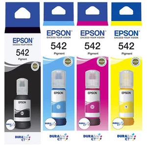 GENUINE Original Epson 542 Black Cyan Magenta Yellow Refill Ink Bottle Toner - Bild 1 von 6