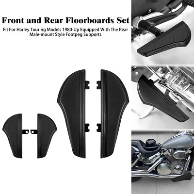 Black Defiance Driver Passenger Floorboards For Harley Softail Fat Boy 1986-2017 - Image 1 of 4