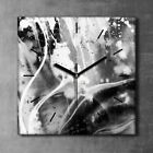Dekor Leinwand Uhr Wandbilder 30x30 Kunst Schwarz-Weiß moderne Abstraktion