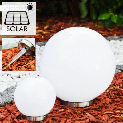 Solar Kugelleuchten Set Durchmesser 15cm & 30cm Veranda Lampe Edelstahl Wege Hof - Bild 1 von 4