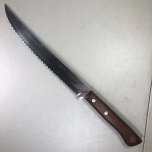 Flint Arrowhead Stainless Vanadium 9-3/4" Blade Bread Knife Serrated Rosewood 14 - Picture 1 of 11
