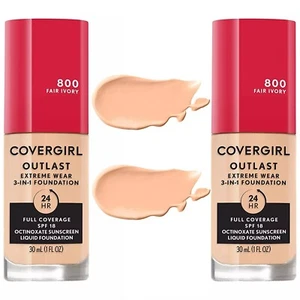 COVERGIRL Outlast Extreme Wear 3 In 1 Foundation 800 FAIR IVORY, 2-PACK! (READ) - Picture 1 of 2