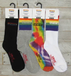 Men’s Levi’s Designer Pride Socks | Rainbow Striped Crew, Size 8-12 | Unisex - Picture 1 of 15
