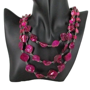 Pink Dyed Shell Multi Strand 16" Necklace Silver Tone NWT New York & Company NYC - Picture 1 of 8