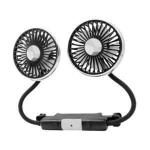 Dual Head Car Rear Seat Fan Portable Vehicle Truck 360° Rotatable Auto Cooling - Picture 1 of 7