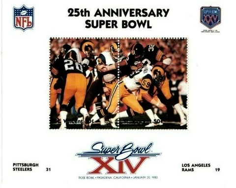 St. Vincent 1991 - Super Bowl XXV NFL Rocky Bleier Steelers VS Rams S/S MNH Cover