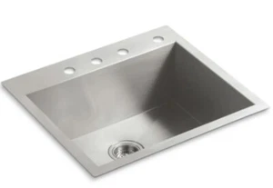 KOHLER 3822-4 25” x 22” Stainless Steel Single Bowl 4-Hole Kitchen Sink w/ rack - Picture 1 of 5