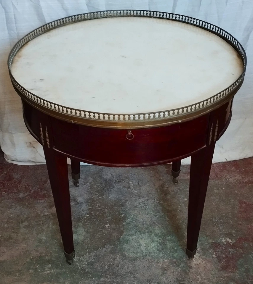 TABLE ANCIENNE DE STYLE LOUIS XVI. BOIS, BRONZE ET MARBRE. FRANCE FIN 18E - Photo 1/1