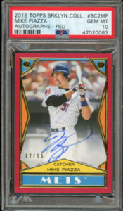 Mike Piazza 2018 Topps Brooklyn Collection Red Lmt. Ed. Autographed Card (PSA)