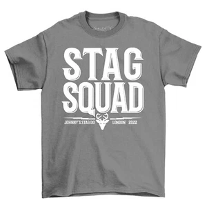 Men's Stag Squad T-Shirt Personalized Stag-Do Wedding Party Groom Printed Shirt - Picture 1 of 16