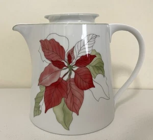 Block Spal Poinsettia Hand Painted Tea Pot Mary Lou Goertzen Water Colors NEW - Picture 1 of 8