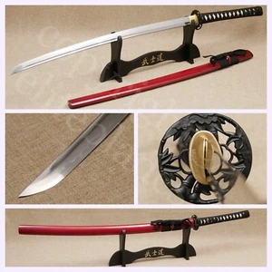Musashi Sogen handgeschmiedet 1060 Kohlenstoffstahl Samurai Katana Schwert scharf + Ständer & Tasche - Bild 1 von 12