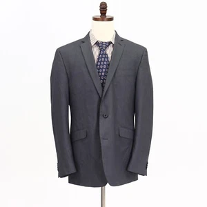 Kenneth Cole 44L Gray Sport Coat Blazer Jacket Solid 2B Poly - Picture 1 of 11