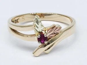 10K Solid Tri Color Black Hills Gold Lab Created Ruby Ring Size 6.25 (AP1133880) - Picture 1 of 7