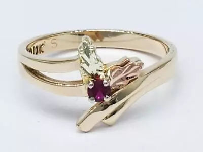 10K Solid Tri Color Black Hills Gold Lab Created Ruby Ring Size 6.25 (AP1133880) - Image 1 of 4