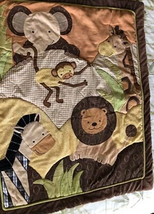 LAMBS & IVY Jungle Safari Zoo Animals Crib Comforter Blanket 42"× 33" - Picture 1 of 5
