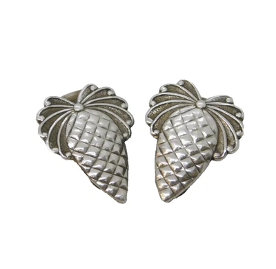 Pair of Sterling Silver Pineapple Form Clip-On Earrings Vintage c1970 - Image 1 of 3