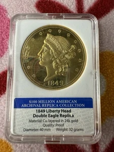 Replica doppia aquila testa di liberty oro 24 carati 1849 (AMERICAN MINT) SPEDIZIONE GRATUITA - Foto 1 di 2