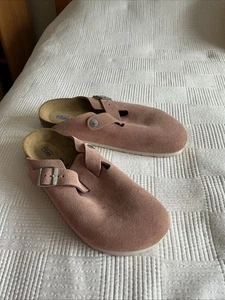 Birkenstock Suede Boston Clogs Soft Pink 39 - Picture 1 of 4