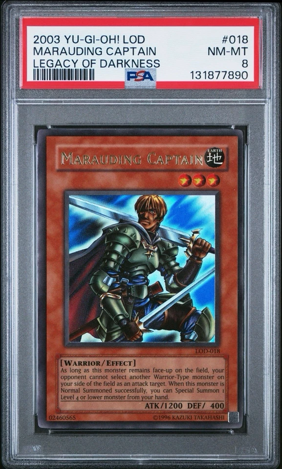 2003 Yu-Gi-Oh! Marauding Captain Legacy of Darkness LOD Unlimited Ultra PSA 8 - Image 1 of 2