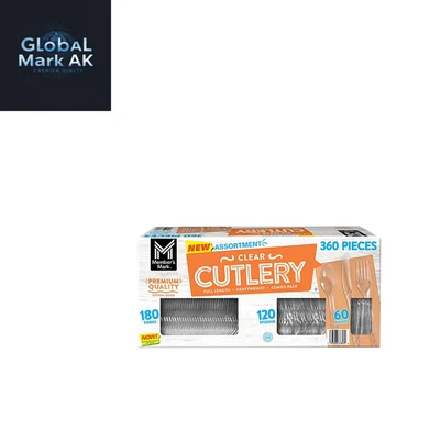 Paquete combinado de cubiertos transparentes Member's Mark, tenedores, cuchillos, cucharas 360 ct. Foto 1 de 4
