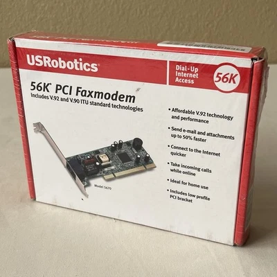 Nuevo de Lote Antiguo US Robotics 56K PCI Fax Modem V.92 y V.90 ITU Estándar 5670 | ¡Sellado! Foto 1 de 4