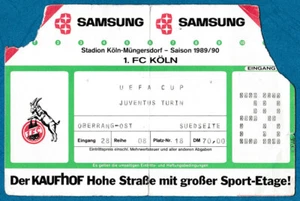 TICKET 1.FC Köln - Juventus Torino 1989-90 SEMI-FINAL UEFA Cup Italy Germany - Picture 1 of 1