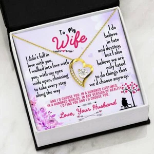 Husband To Wife Anniversary Gift, Lifetime Together Heart Pendant Necklace - Picture 1 of 8
