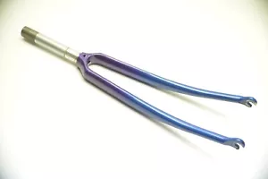 EPOXY BONDED PURPLE BLUE RACE BICYCLE 700c WHEEL 1" THREADED FORK 148 MM STEERER - Picture 1 of 9