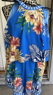 Pantalones Cortos Mameluco Sin Mangas Cuello Atado Floral Tomate Volador Azul Pequeño I2319 Foto 1 de 4