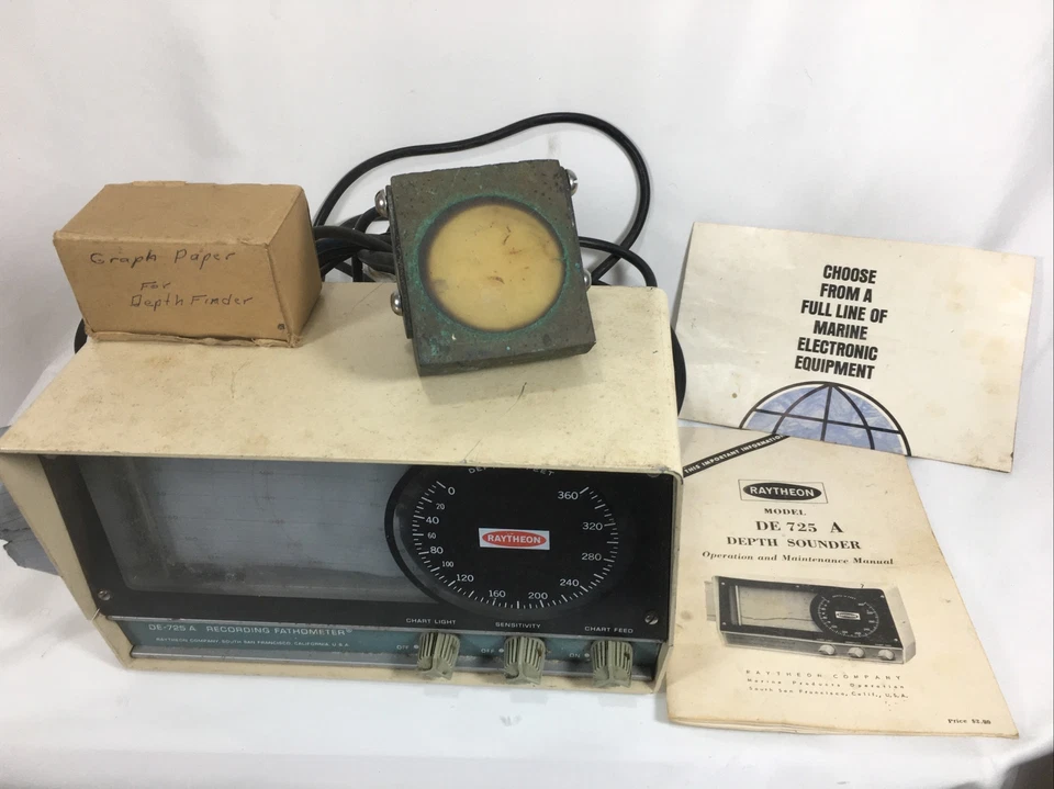 RAYTHEON DE725A Fathometer/Xtra Thermal Paper/Extra Needles/Owners Guide VINTAGE - Image 1 of 4
