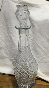 Wexford Decanter w Stopper Anchor Hocking Diamond Point Criss Cross Vintage - Picture 1 of 12