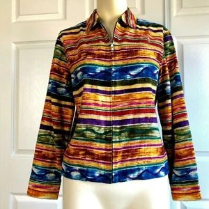 Coldwater Creek Sz PS Light Jacket Womens Festival Summer Boho Abstract Zip - Picture 1 of 10