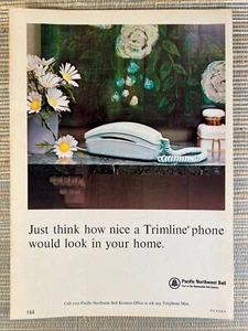 Teléfono Trimline Pacific Northwest Bell Teléfono Flores 1967 Anuncio impreso vintage - Imagen 1 de 1
