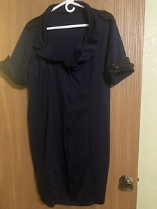 Cop Police Lady Costume Stewardess Navy. Black Embellishments Shirt Dress - Picture 1 of 5