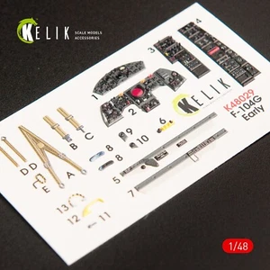 F-104G Starfighter tipo temprano. Calcomanías interiores 3D (para Hasegawa) 1:48 K48029 - Imagen 1 de 5